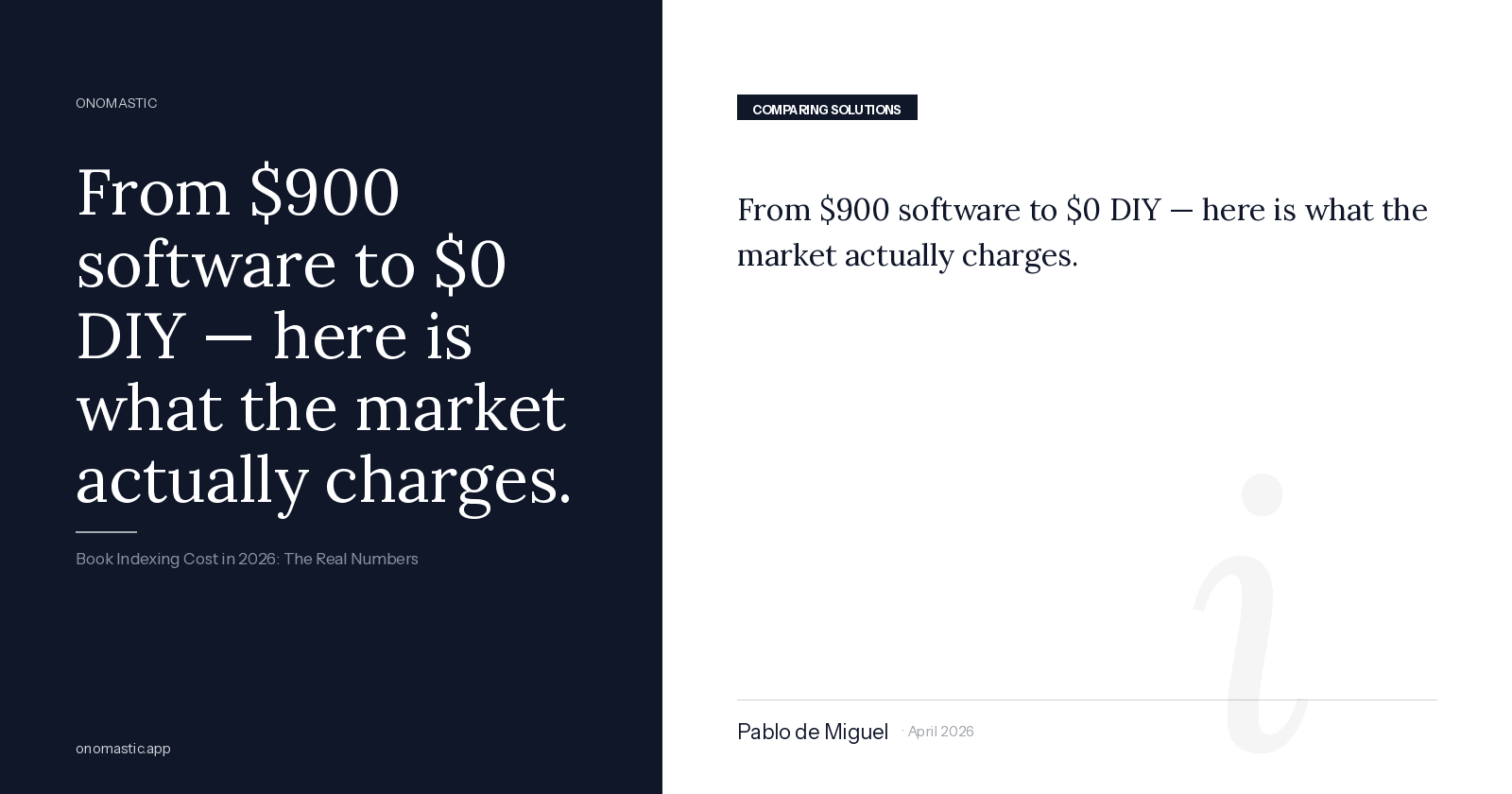 Book Indexing Cost in 2026: Professional Indexer vs. DIY vs. AI (With Real Numbers)
